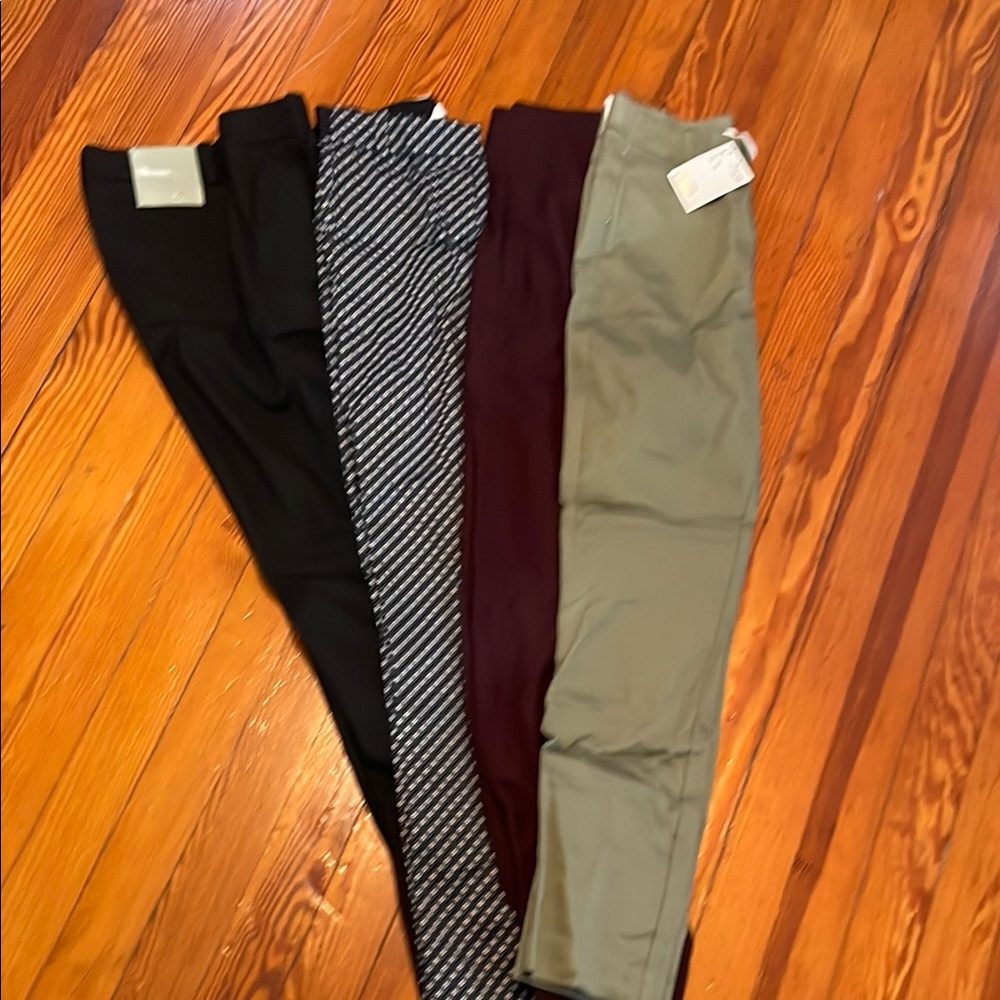 H&M Women's Pants Set - Black, Patterned, Burgundy, Olive
